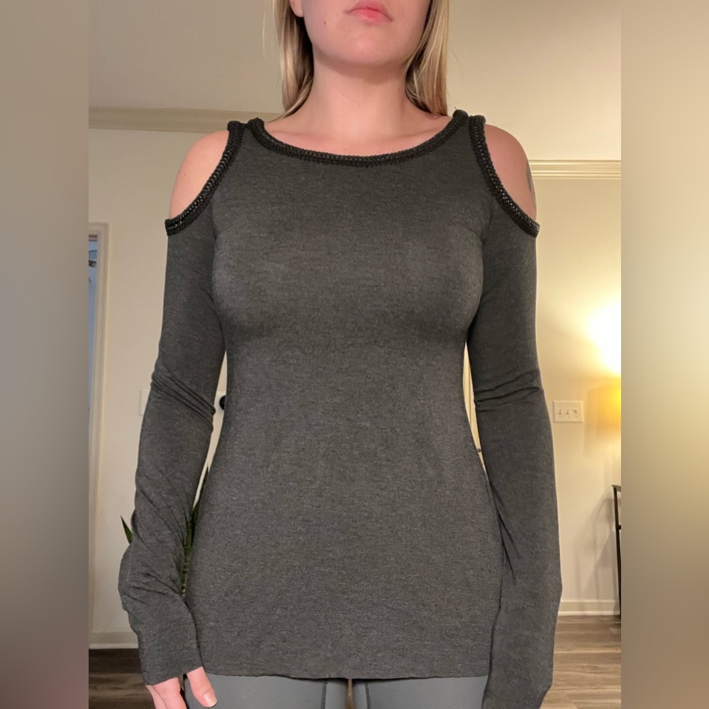 BAILEY 44 Cold Shoulder Top with Leather Detail